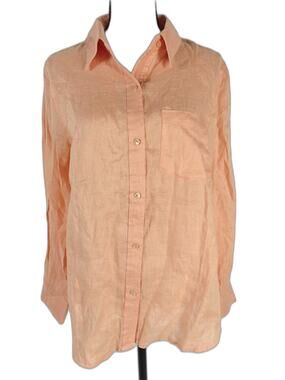 Womens Ecru Button Down Shirt Melon Size M